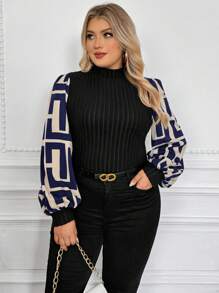 SHEIN Clasi Plus Size Vacation Fitted Splice Women Top