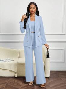 SHEIN Lady Ensemble de costume pour femme comprenant un gilet et un pantalon de costume, tenue d'église pour toutes les saisons, couleur bordeaux