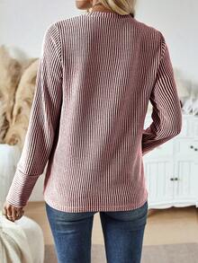 EMERY ROSE Camiseta holgada de manga larga con cuello redondo y rayas, camisetas gráficas de mujer para otoño y primavera