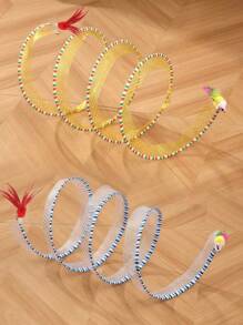 S 形猫咪爱好者和猫妈妈爱隧道玩具，金属丝网和纱布拼布设计，可折叠，带音效，适合室内家庭娱乐和缓解压力