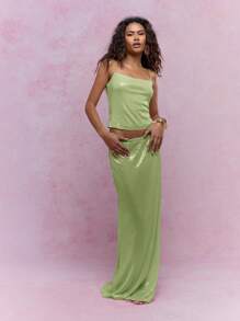 MISSGUIDED Sequin Spaghetti Strap Cami Top - Lime Green - View 4