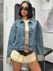 EURMUSE Flap Pocket Tinted Wash Denim Jacket - Medium Wash - View 1