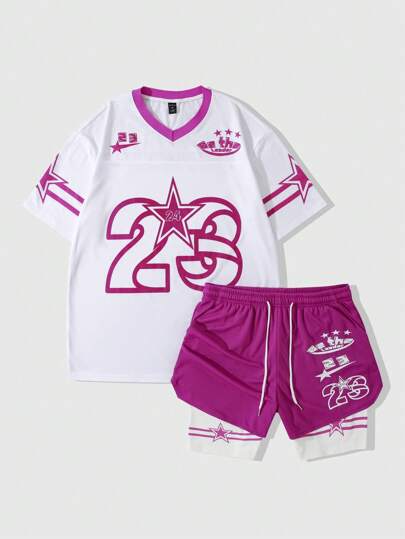 Prep Herren Frühlings- & Sommer-Freizeitanzug-Set, College-Stil