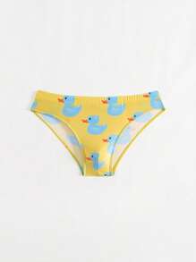 Manfinity KASUA Men's Fashion Vacation Beach Duck Graphic Swim Triangle Trunks - Yellow - View 1