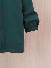 SHEIN 男小童插肩袖毛茸茸連帽加絨內裏外套