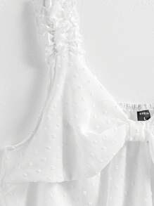 Women's Blouse, Bowknot Collar Eyelet Dotted Cutout Shoulder Casual A-Line Top, Chic And Elegant Princess Style, Suitable For Mothers And Daughters, New Spring Arrival - White - View 3