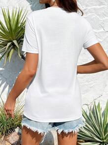 SHEIN 孕妇海洋动物印花短袖度假 T 恤 - 白色 - 查看 6