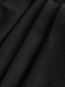 SHEIN MOD 女式加大码黑色 3D 花卉褶饰修身中长连衣裙 - 黑色 - 查看 4