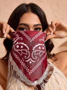 SHEIN VCAY 1pc Women Cute Sequin, Tassel, Western Cowgirl, Print Triangle Scarf, Suitable For Vacation, Concert/Festival, Picnic, Beach