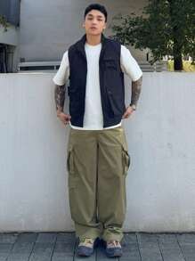 DAZY Solid Color Military Green Cargo Pants For Men, Spring/Summer, Outdoor - Army Green - View 3