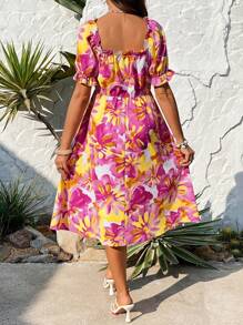 SHEIN Maternity Casual Short Sleeve Dress, Minimalist & Stylish For Daily Wear - Pink - View 2