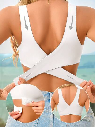 SHEIN قطعة واحدة، حمالة صدر نسائية بشريط متقاطر ظهر، بتصميم أنيق وخالي من الحشوات، منفذة من قماش قابل للتنفس وممتاز في الارتداح