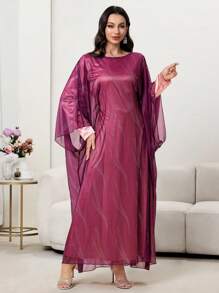 Modelyn Vestito a trapezio lungo e ampio da donna, elegante, a maniche lunghe