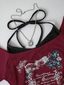 INAWLY Women Slogan Print Sleeveless Casual Fashion T-Shirt