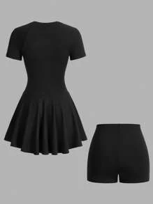 CourtClass Women's Casual Plain Color Sports Dress, Minimalist And Fashionable For Everyday Wear Athletic Dress