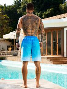 Manfinity Swimmode Men's Letter Print Drawstring Waist Casual Pockets Beach Shorts - Multicolor - View 2