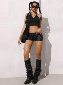 SHEIN EZwear 女士短裤 - 黑色 - 查看 4