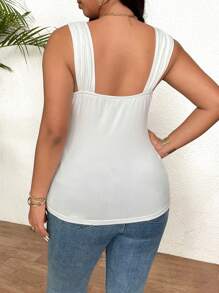 Calvaya V-Neck Elegant Lace Patchwork Slim Fit Plus Size Women's New Camisole Top