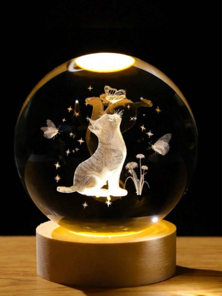 1 件女士猫咪礼物，3D 猫咪雕像水晶球，60 毫米（2.36 英寸）水晶球猫，玻璃球礼物，适合妈妈妻子女友、家庭办公室装饰生日 - 彩色 - 查看 1