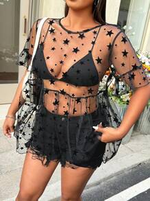 SHEIN EZwear Bluzka typu pullover z nadrukiem w gwiazdki w dużym rozmiarze