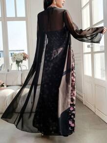 Modelyn 2 件套女式喇叭袖连衣裙夹克套装