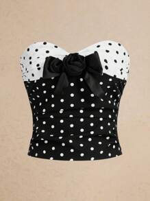 Poéselle 女士休闲简约衬衫，适合日常穿着 - 黑與白 - 查看 1