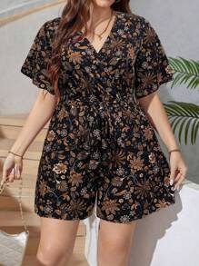 SHEIN LUNE Combinaisons imprimées fleurs sur tout le vêtement en grande taille