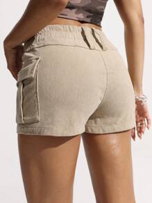 Damskie szorty cargo z niskim stanem i sztruksu w jednolitym kolorze