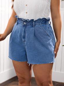 EMERY ROSE Shorts vaqueros informales de talle alto para tallas grandes - Lavado ligero - Ver 4