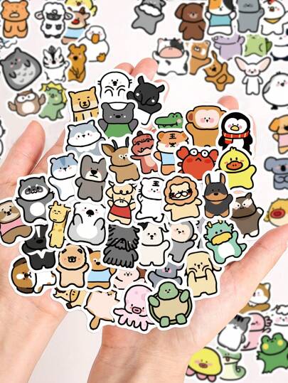 100 件可爱卡通动物涂鸦贴纸，用于装饰笔记本电脑、手提箱、吉他、头盔、滑板、笔记本、水瓶、手机壳、礼品、玩具。防水 DIY 贴花