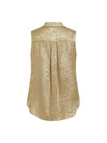 Ellevyn Gold Metallic Coated Sleeveless Fitted Blouse For Women Summer For Women Teacher For Women Business Casual Woman Gold Country Women Summer Women Business Casual - Gold - View 2