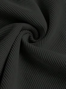 SHEIN Girlism Quần ống đứng vải nhung kẻ dáng rộng thoải mái cho bé gái tuổi mới lớn, giản dị và thoải mái - màu đen - Xem 3