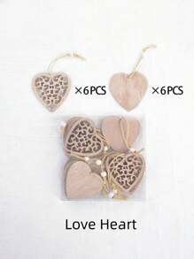 SHEIN 12pcs Wooden Crafts DIY Ornaments Wood Plastic Composites For Crafts Tree Hanging Ornaments Ornaments Wooden Cutout Slices For Home Decor Best Gifts Birthday