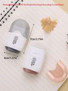 SHEIN 1 pieza Cinta correctora creativa de 2,75 pulgadas * 1,57 pulgadas, sacapuntas y borrador 2 en 1, suministros de aprendizaje multiusos, útiles escolares para exámenes, revisión de escritura, regalos de estudiante, pequeño y lindo, fácil de llevar. De vuelta a la escuela