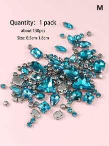 1 Pack Of 130pcs Mixed Shape Sewing Glass Rhinestones With Metal Claws, Suitable For Jewelry, Clothes, Garments, Shoes, Dresses, Apparels (Silver Base) - Multicolor - View 9