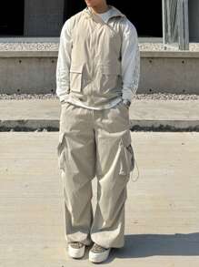 DAZY Men's Outdoor Street-Style Utility Top Set, Grey, Spring/Summer - Grey - View 5