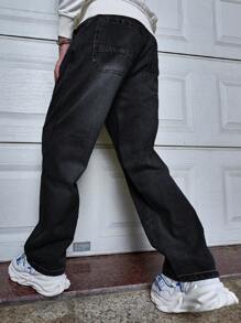 Manfinity Homme Jeans rectos casuales de hombre, con bolsillos, versátiles