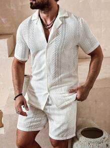 Manfinity RSRT Herren Hemd Einfarbig & Shorts mit Kordelzug an der Taille