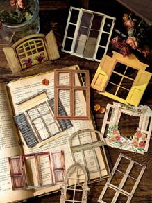 SHEIN 1 Pack Hollow Window Collage Card Sticker Pack