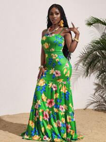 Slaydiva 夏日度假花卉印花连衣裙，休闲时尚，适合日常穿着 - 彩色 - 查看 7