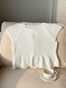 Comfortcana Women's White Solid Color Front Tie Short Sleeve Casual Thin Cardigan,Vacation Tops - White - View 2