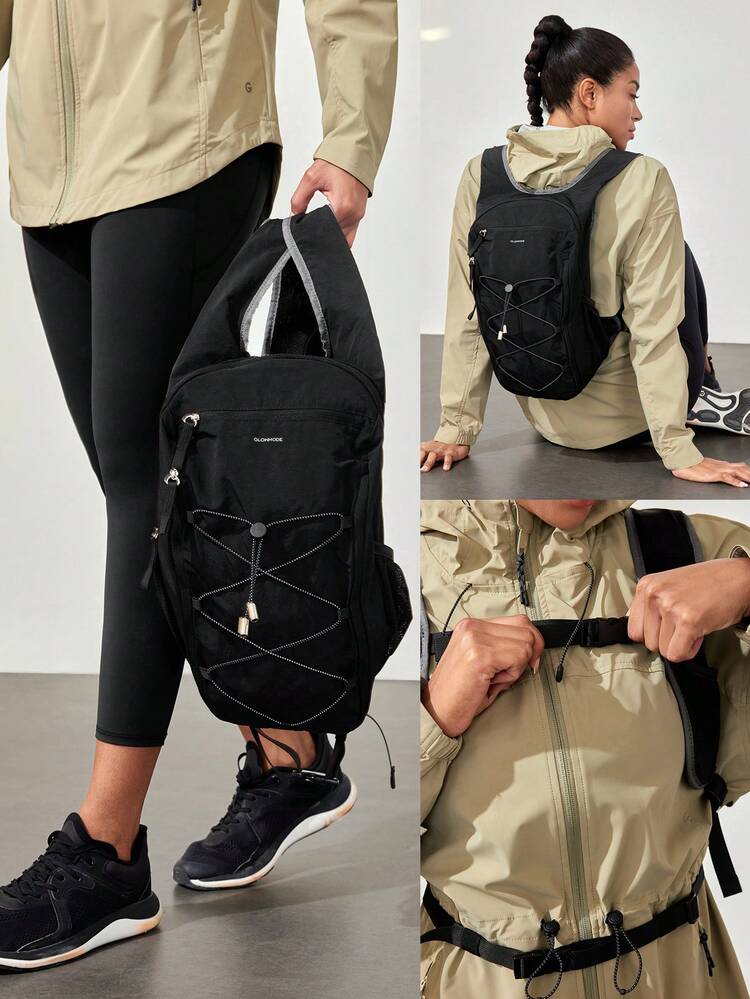 Zaino espandibile leggero, impermeabile, per escursioni e attività all aperto, con rete traspirante sul retro, cordino elastico riflettente