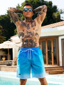 Manfinity Swimmode Men's Letter Print Drawstring Waist Casual Pockets Beach Shorts - Multicolor - View 4