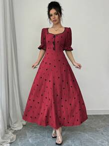 Modelyn Women Casual Solid Color Daily Dress, Simple & Fashion - Red - View 6