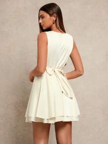Glamine Women's Spring Summer Solid Color Vest Elegant Dress - K-POP Style Vacation Wear - White - View 2