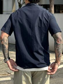 DAZY Men's Solid Navy Outdoor Polo Shirt, Summer - Navy Blue - View 2