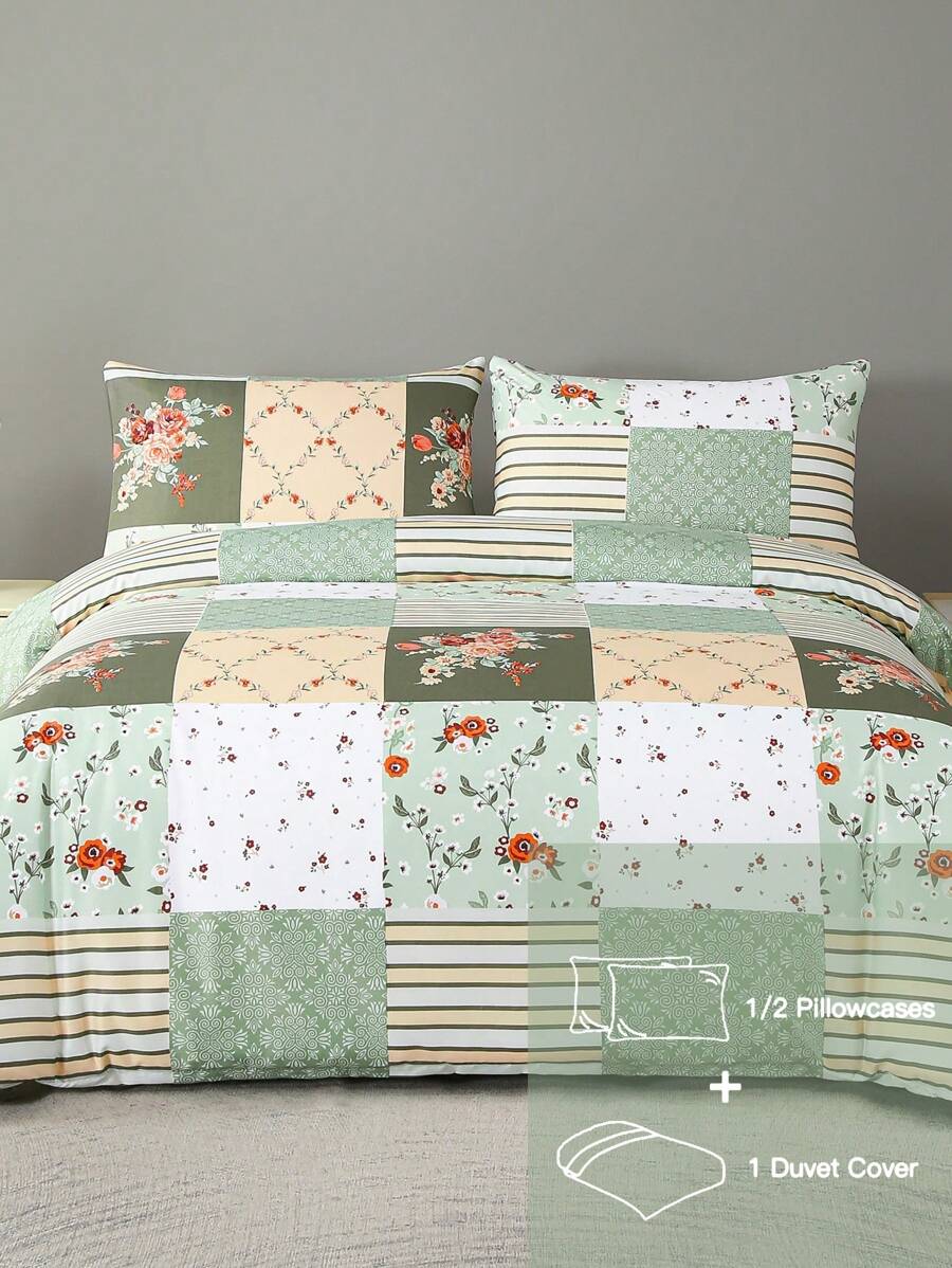 Bộ ga trải giường họa tiết hoa mềm mại - Bộ chăn ga gối 2/3 món tốt nhất - Bao gồm 1 ga trải giường và 1/2 vỏ gối - Giá cả phải chăng, chất lượng cao, phù hợp với giường đơn, giường đôi, giường cỡ lớn, giường ký túc xá. - màu xanh lá - Xem 1