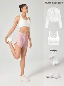 GLOWMODE 4.5 英寸 VitalSwift 轻质多层高腰短裤，内置内裤，可调节抽绳，日常休闲，夏季速干，吸湿排汗，防臭