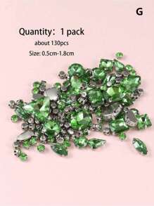 1 Pack Of 130pcs Mixed Shape Sewing Glass Rhinestones With Metal Claws, Suitable For Jewelry, Clothes, Garments, Shoes, Dresses, Apparels (Silver Base) - Multicolor - View 15