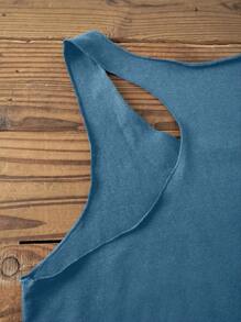 SHEIN LUNE Top tipo tank con cuello redondo y espalda de tirantes, con estampa de puesta de sol y paisaje marino, adecuado para el verano